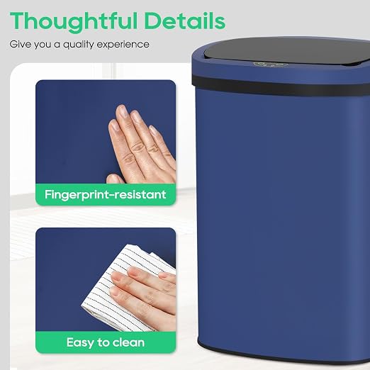 BestOffice 13‑Gallon Automatic Sensor Trash Can, Deep Blue – 50 L Touchless - Image 6