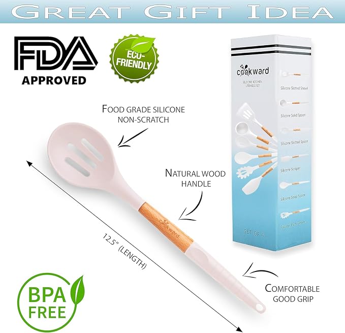 Silicone Cooking Utensils Set 6 Piece – Heat Resistant up to 480°F, BPA Free & - Image 6