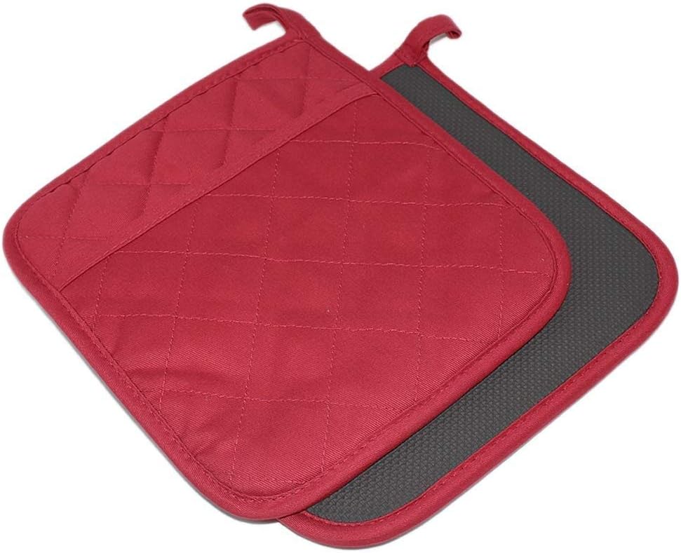 2Pcs Cotton and Neoprene Oven Pads Pot Holders with Pocket 8"x8.5"