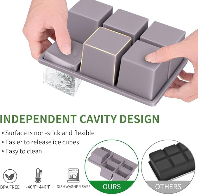 Large Ice Cube Tray for Whiskey: FDDBI Big Square Ice Cube Maker for Cocktail - Image 2