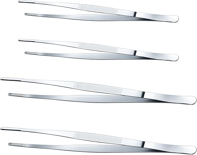 Yaomiao 4 Packs 12 Inch 10 Inch Bar Tweezers Silver Cocktail Tongs Long Garnish by Yaomiao