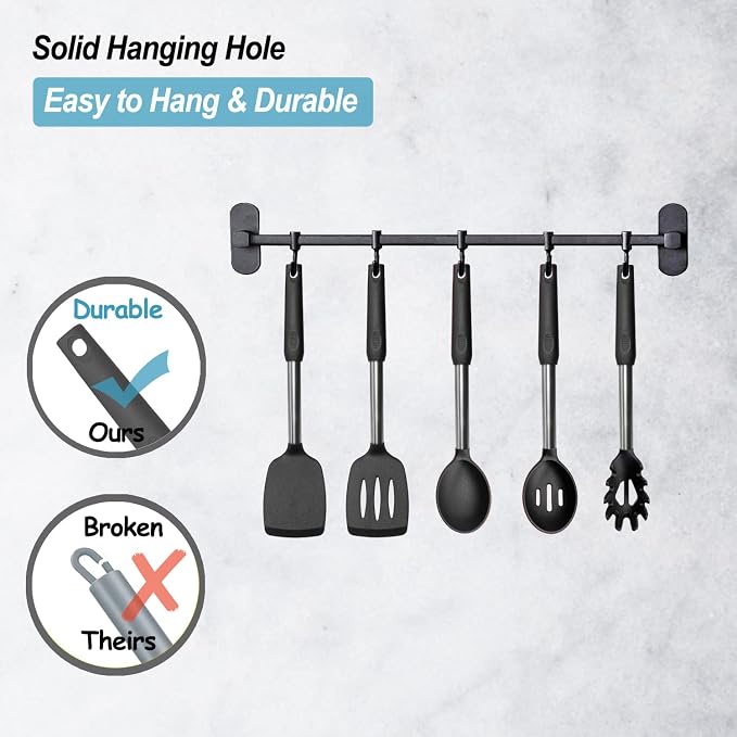 Silicone Spatula and Cooking Spoon, 5 Pack Non-Stick Cooking Utensils - Image 6