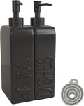 Soap Dispenser Set with Stainless Steel Pump, 2 Pack Ceramic Refillable Dish by Karisky