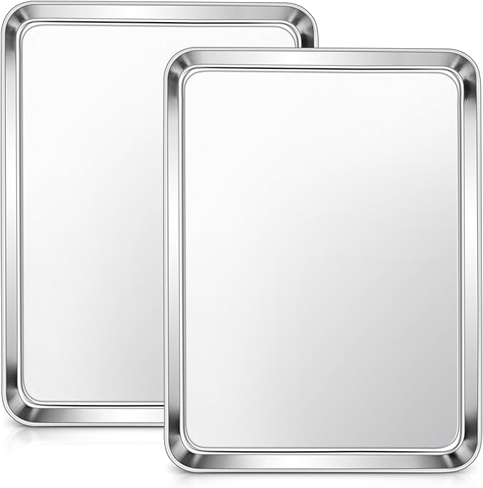 E-far Baking Sheets Set of 2, 16” x12” Stainless Steel Cookie Sheets Pans by E-far