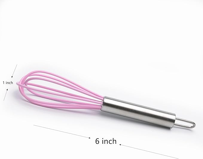 Mini Whisks 6 inch 4Pcs silica gel stainless steel Whisk, Hand Egg Mixer - Image 3