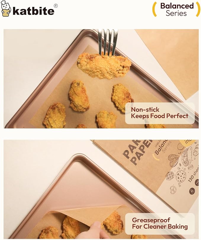 Katbite 130 Pcs Parchment Paper Sheets, 9x13 Inches Unbleached Baking Paper - Image 3