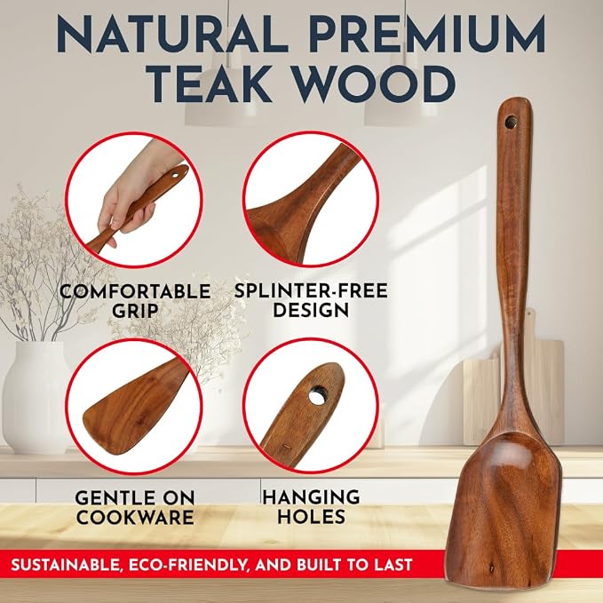 Teak Wooden Utensil Set 6-Piece - Image 2