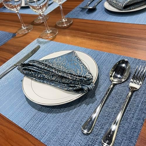 WAZAIGUR Placemats Set of 4, Easy to Clean Table Placemats, Light Blue