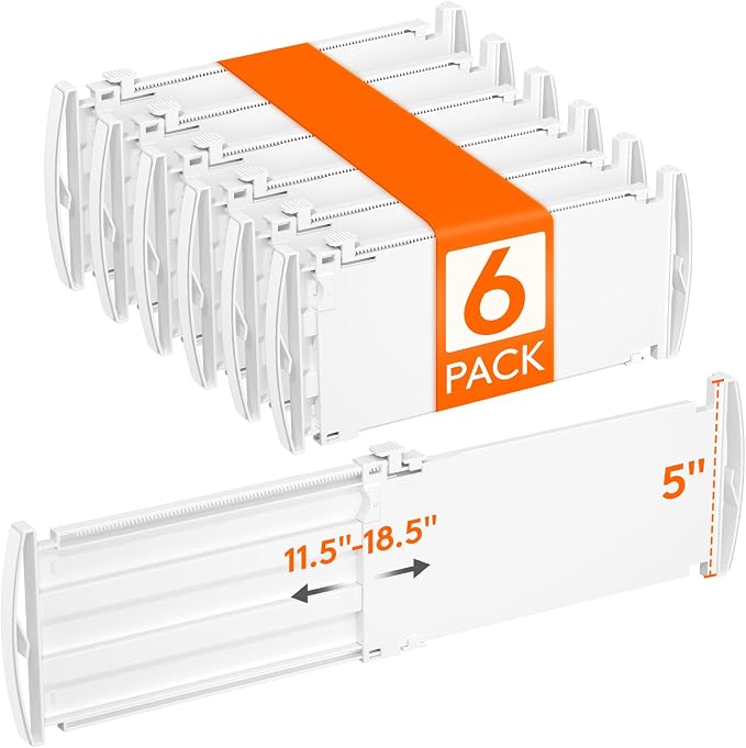 Lifewit 5" Tall 6 Pack Drawer Dividers, 30-47cm/11.5-18.5" Expandable Drawer by Lifewit
