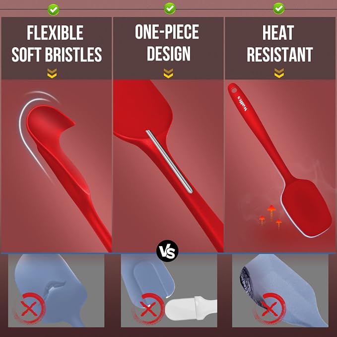 Walfos Silicone Spatula Set of 5-600°F Heat Resistant Kitchen Scraper Spatulas - Image 6