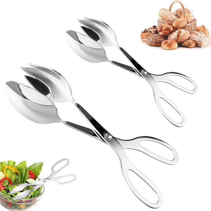 2 PACK Buffet Tongs, Stainless Steel Salad Tongs, Serving Tongs by Panxxsen