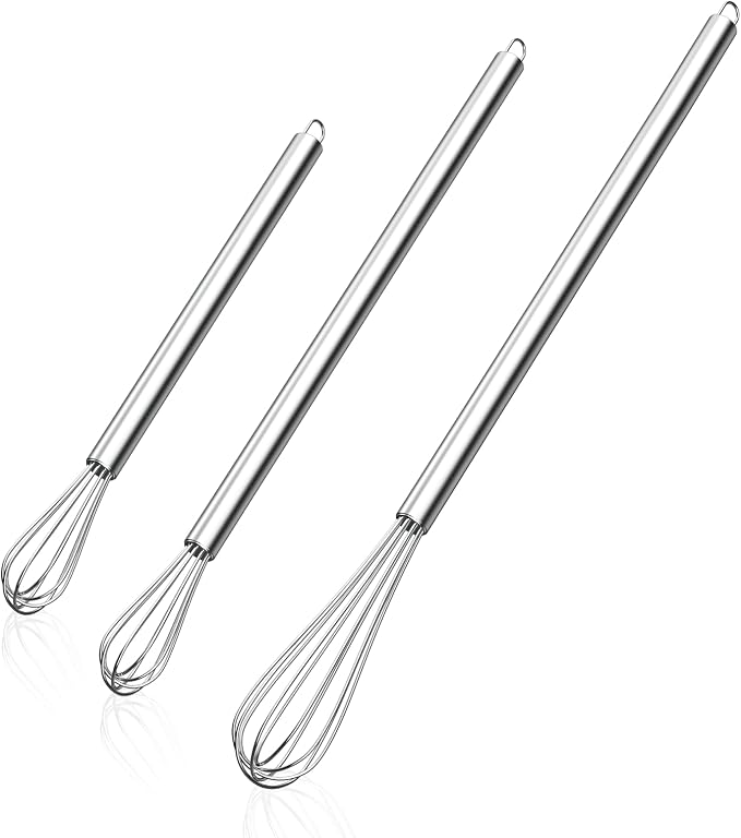 NileHome Mini Whisks Stainless Steel Whisk Set 7" 9" 11"Kitchen Small Wisk by NileHome