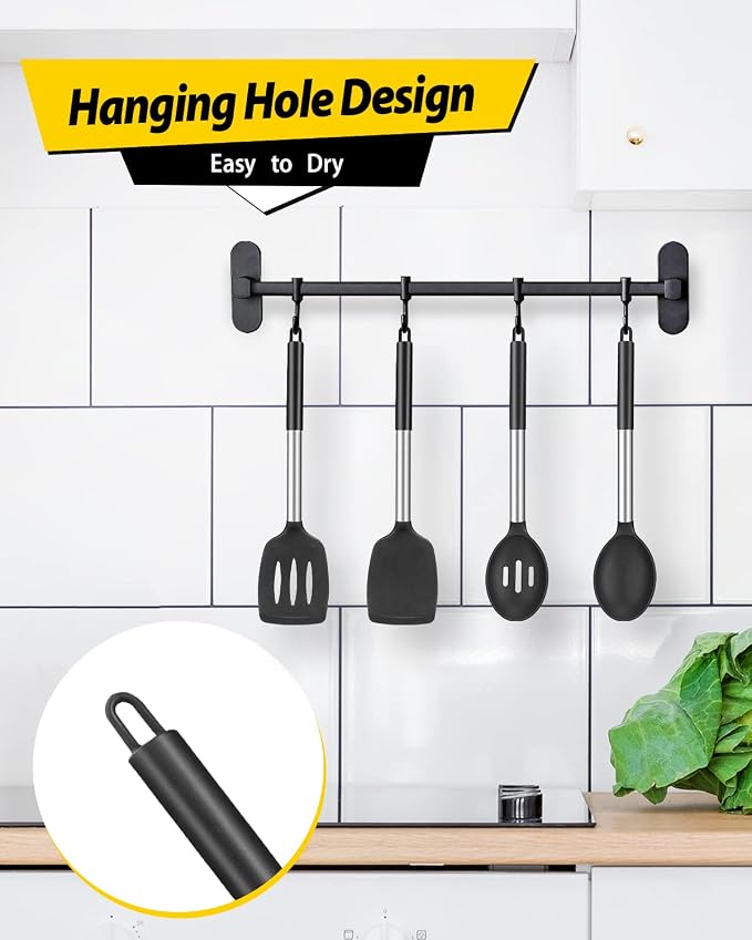 Pack of 4 Silicone Cooking Utensils Set, Non Stick Large Solid Spatulas - Image 6