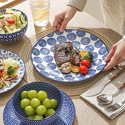 Selamica Ceramic Dinnerware Sets, 12 pcs Plates and Bowls Sets,Vintage