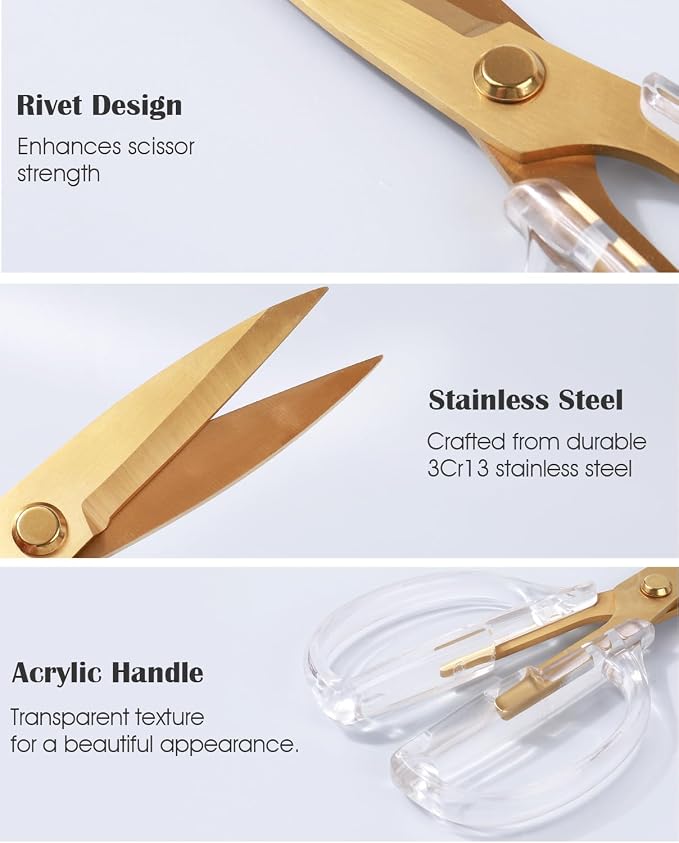Kitchen Shears Scissors, ARCHIKING 7.7inch Gold Titanium Plated Scissor-Meat - Image 5