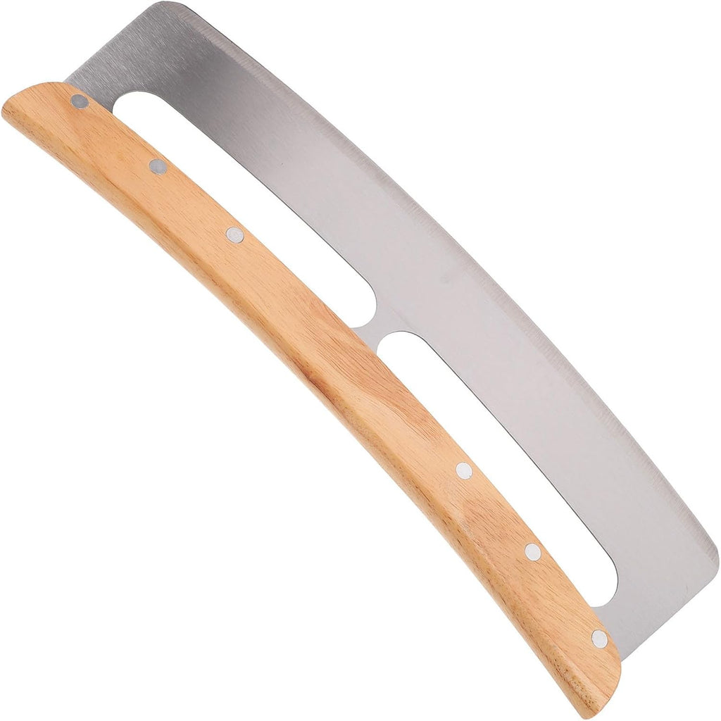 Pizza Rocker Cutter with Stainless Steel Semicircular Blade Wooden