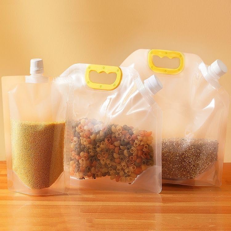 5PCS Airtight Grain Storage Bags with Handle, Reusable Rice Food