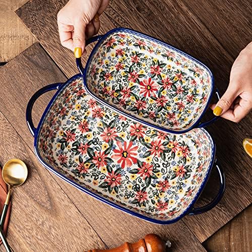 Blue Ceramic Rectangular Baking Dish Set, 2-Piece