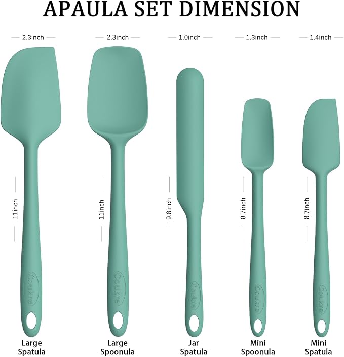 Coukre Silicone Spatula Set of 5, High Temperature Resistant, Food Grade - Image 2