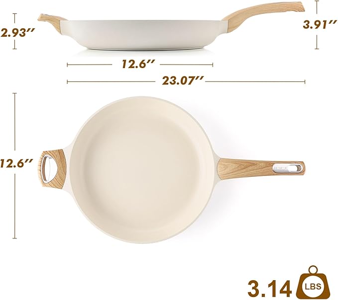 SENSARTE Ceramic Nonstick Frying Pan Skillet 12.5Inch Non Stick Pan - Image 6