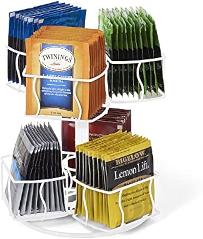 Nifty Tea Bag Spinning Carousel – 6 Compartments, Spins 360-Degrees, Lazy Susan by NiftySolutions