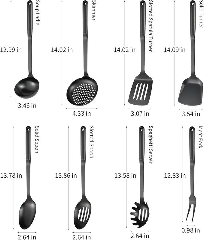 304 Stainless Steel Cooking Utensils Set, Include Skimmer, Soup Ladle, - Image 3
