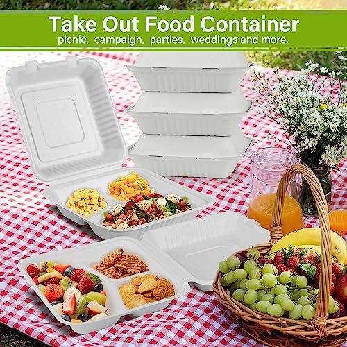 greensight 3 Compartment 8X8 Clamshell Take Out Food Container