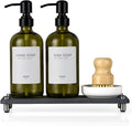 2 Pack Kitchen Soap Dispenser Set - 16oz Green Glass Dish and Hand Soap by BoundlessHomeInfiniteLiving