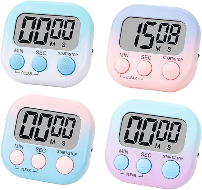 4 Pack Digital Timers, Timer for Kids, Magnetic Back and ON/Off Switch by Rumcnjen