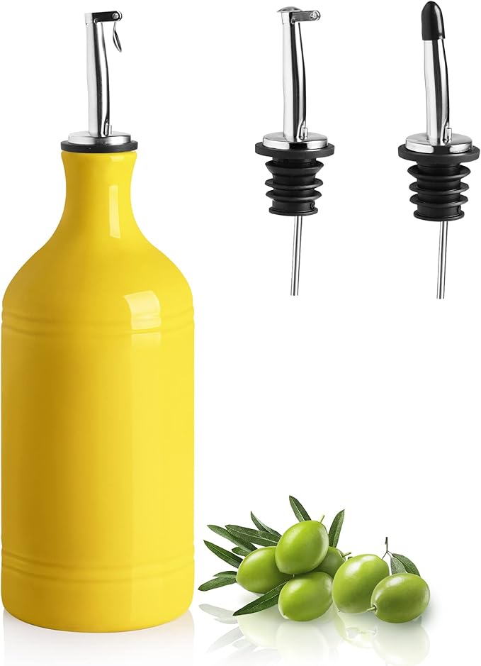 Sweejar Ceramic Olive Oil Dispenser Bottle, Opaque Oil Cruet Protects to Reduce by Sweejarco1949