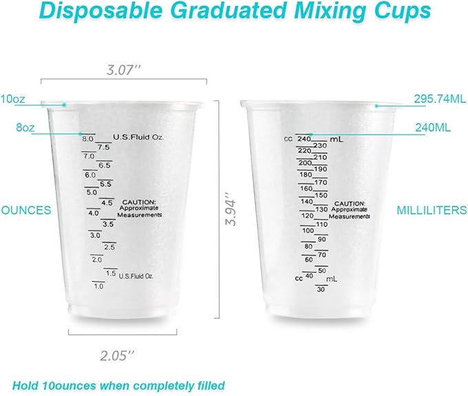 XUXU 100pcs 8oz Graduated Clear Plastic Measuring Cups - Image 4