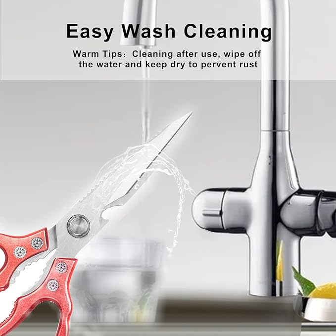 AWinjoy Heavy Duty Sharp Kitchen Scissors, Dishwasher Safe, Cooking Shears - Image 4