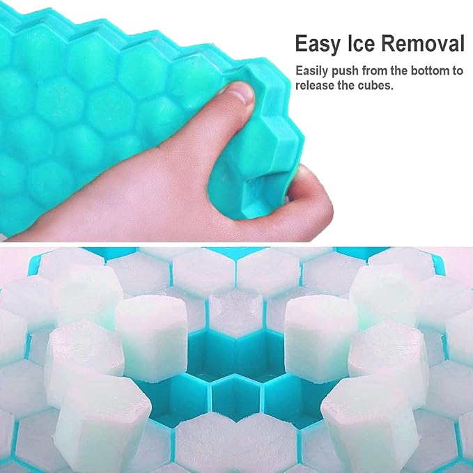 Azyh Ice Cube Trays with Lid, 2 Pack Silicone Ice Cube Trays with Lid-37 Grid - Image 3