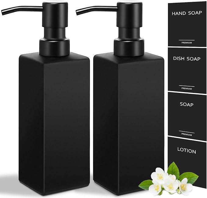 GMISUN Black Soap Dispenser, Hand Soap Dispenser Bathroom, 12oz Glass Soap by GMISUN