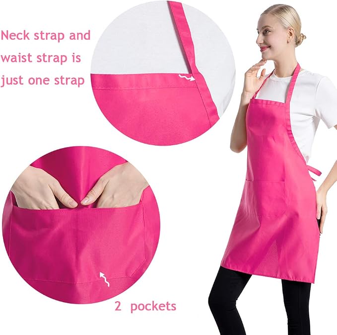 Total 12 PCS Plain Color Bib Apron Adult - Image 2