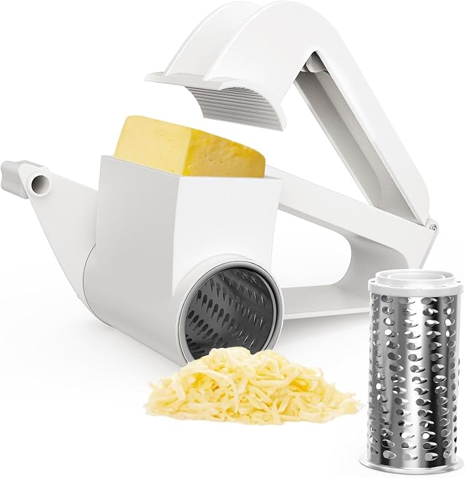 Cheese Grater with Handle, Rotary Cheese Grater, Hard Cheese & Nut Grater by NEZUIBAN