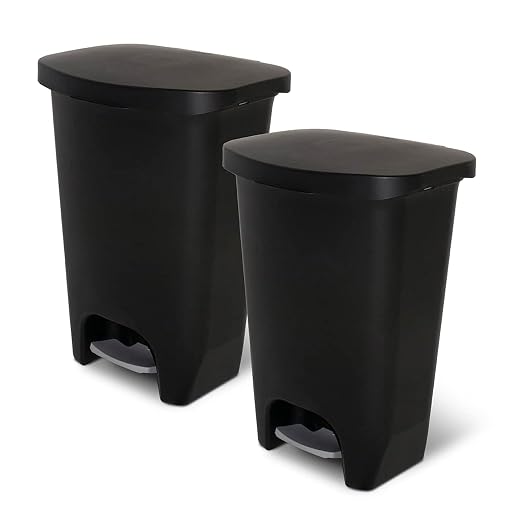 Glad 13 Gallon Trash Can, 2 Pack | Plastic Kitchen Waste Bin by GladTrashFoodStorage