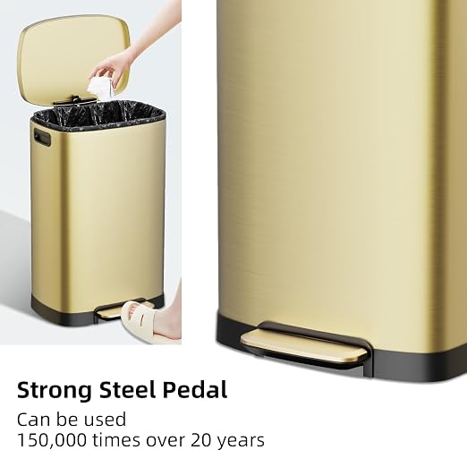 KdbK 13 Gallon Trash Can with Lid, 50L Fingerprint Proof Stainless Steel - Image 4