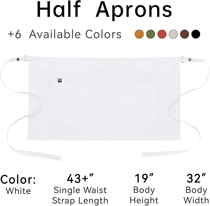 Unisex Waist Apron Half Bistro Apron Server Aprons - Image 6