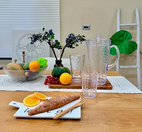 KLIFA- RIPPLE- 2.13 Quarts/76 oz, Acrylic Water Pitcher with Strong