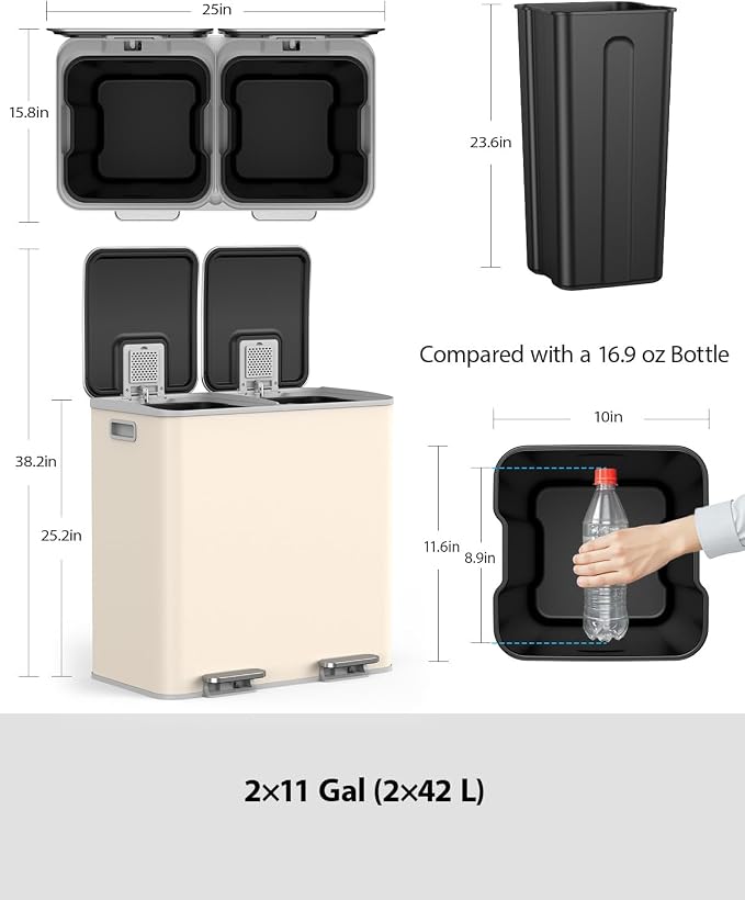 Lovewind Dual Trash and Recycling Bins - Image 6