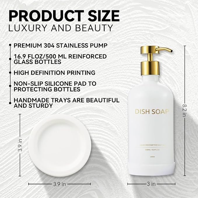 Glass Soap Dispenser Bathroom Set by Janxin, Foaming Kitchen soap Dispenser - Image 2