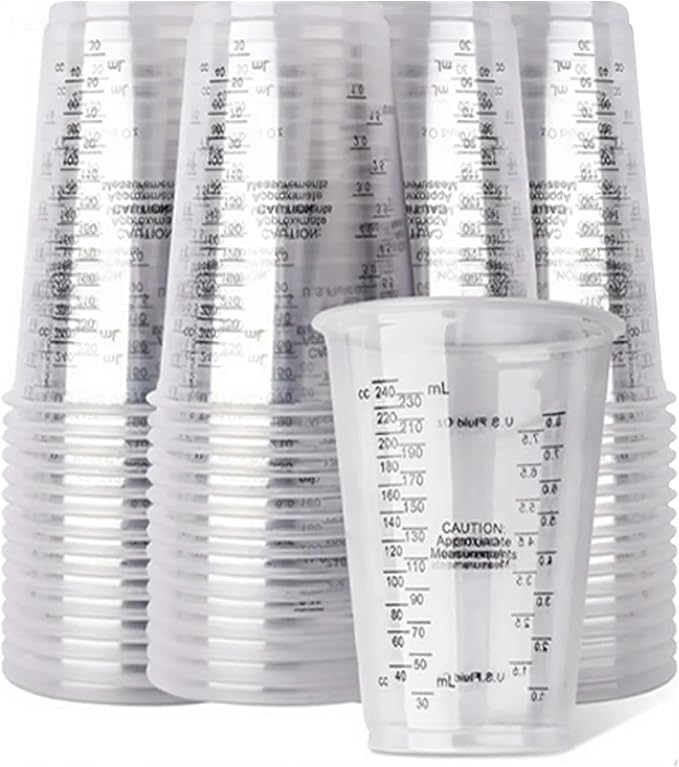 Clear Plastic Measuring Cups, 8oz Graduated Disposable and Reusable Mixing Cups by Mtgluk