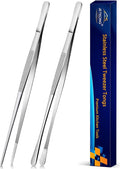 JETKONG 2 Pcs 12-Inch Cooking Tweezers Stainless Steel, Straight Food Tweezers by JETKONG