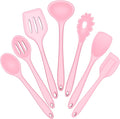 E-far Silicone Cooking Utensils Set, 7-Piece Pink Heat Resistant Kitchen by E-far