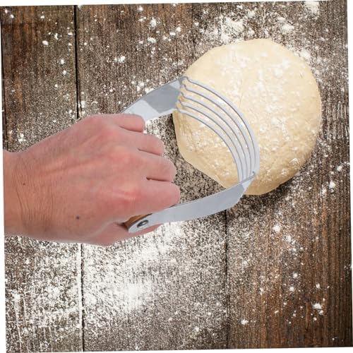 Stainless Steel Dough Cutter with Five Blades and Wooden Handle