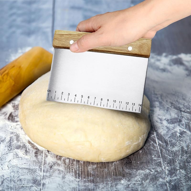 Dough Cutter for Bread and Pizza Dough - Stainless Steel Metal Griddle
