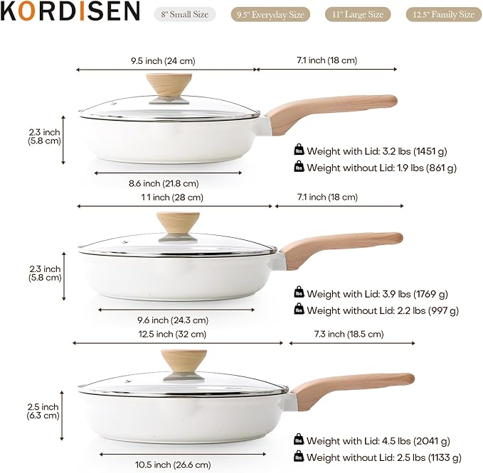 Kordisen Ceramic Nonstick Frying Pan Skillet Set - Image 7
