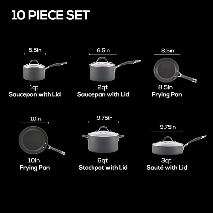Circulon 83903 Radiance Hard Anodized Nonstick Cookware Pots and Pans Set - Image 3