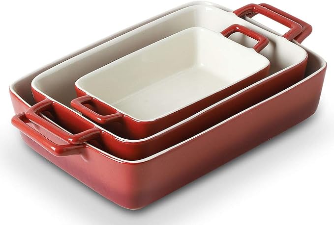 KOOV Bakeware Set, Ceramic Baking Dish, Rectangular Baking Pans Set, Casserole by KOOV